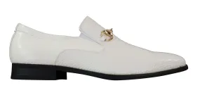 Zapatos de cuero de cocodrilo de serpiente sintético brillante en color blanco negro para hombre Hebilla de oro