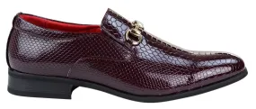 Zapatos de cuero de cocodrilo y serpiente sintético con patente de color negro brillante para hombre