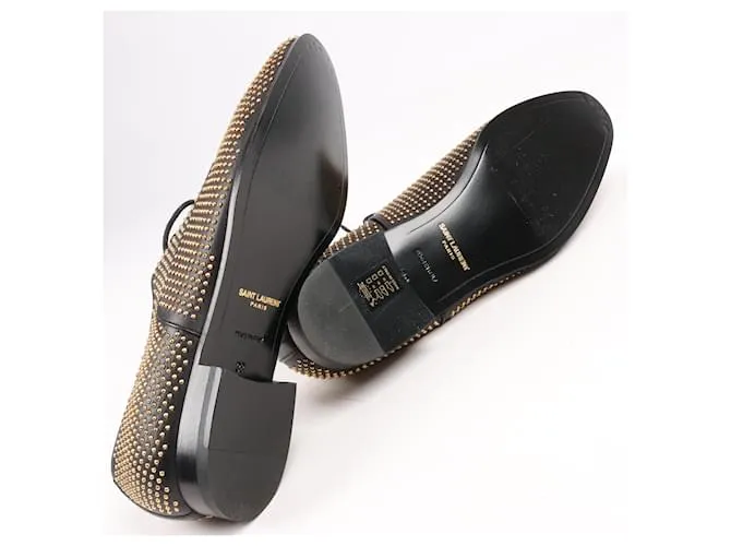 Zapatos de cuero Saint Laurent en negro y dorado, talla 38 RO328349 