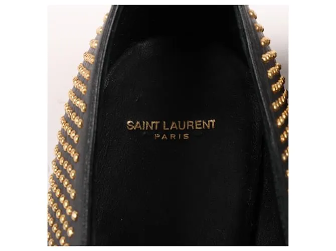 Zapatos de cuero Saint Laurent en negro y dorado, talla 38 RO328349 