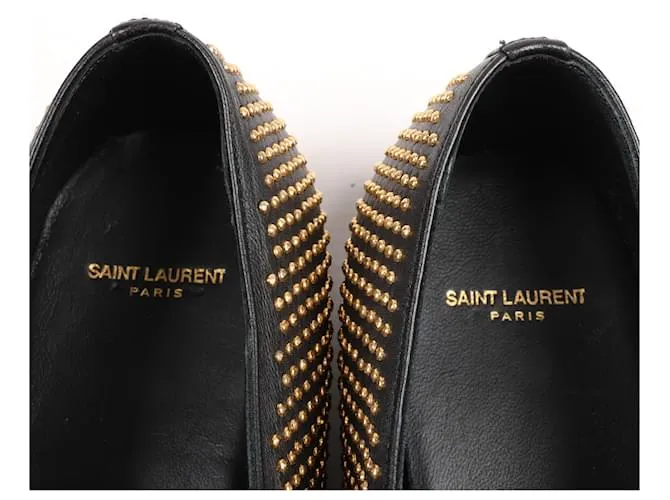 Zapatos de cuero Saint Laurent en negro y dorado, talla 38 RO328349 