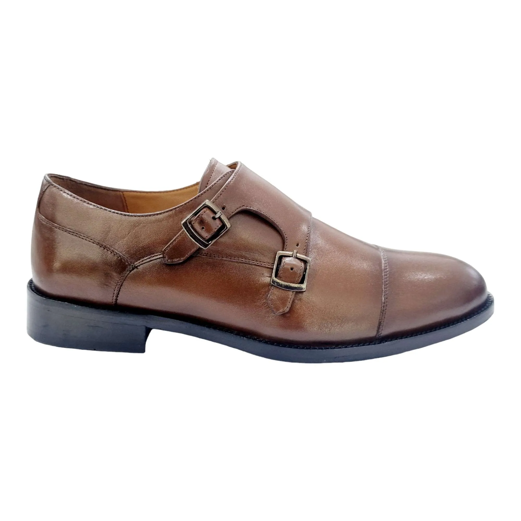 ZAPATOS DE VESTIR HOMBRE BLUCHER 2 HEBILLAS CUERO