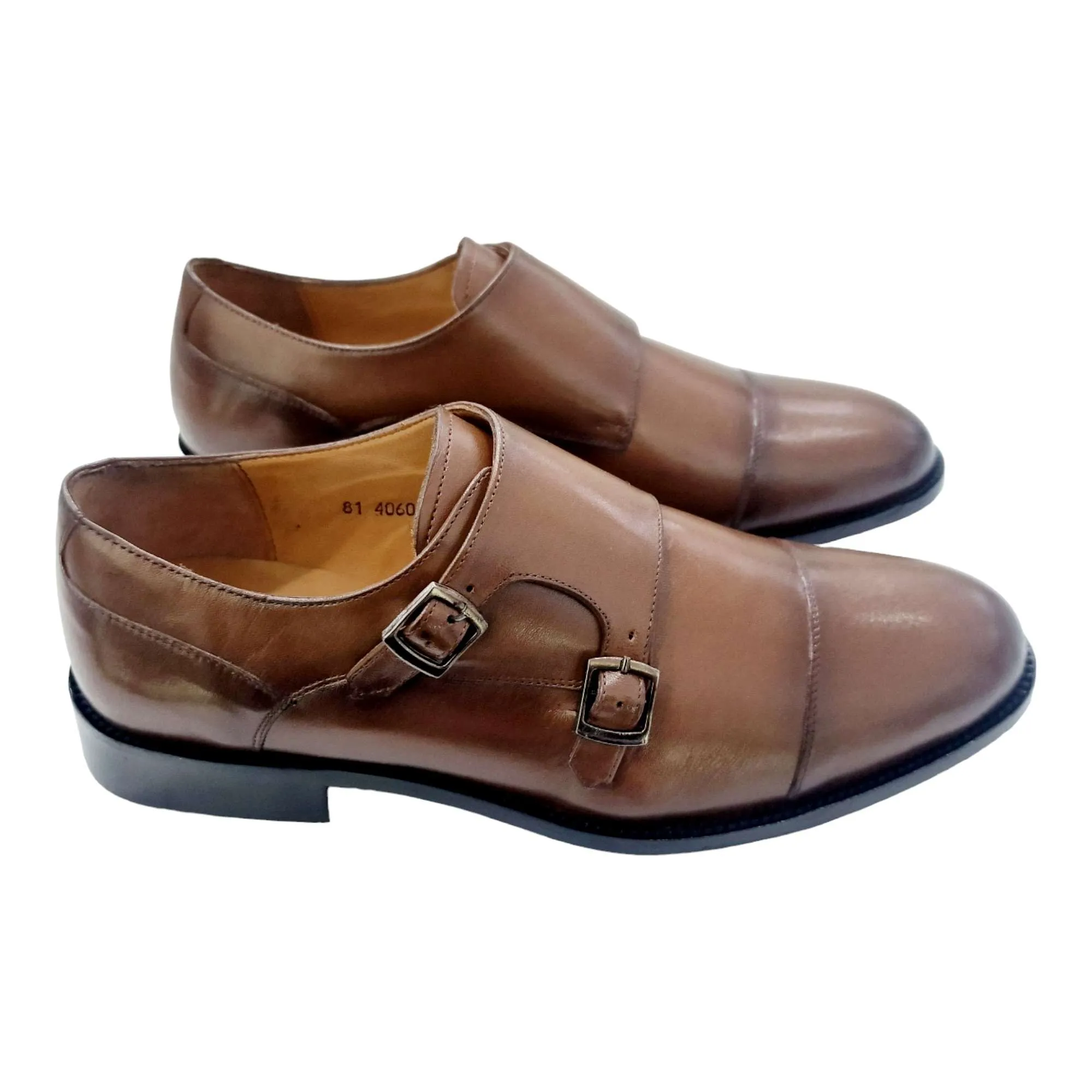 ZAPATOS DE VESTIR HOMBRE BLUCHER 2 HEBILLAS CUERO